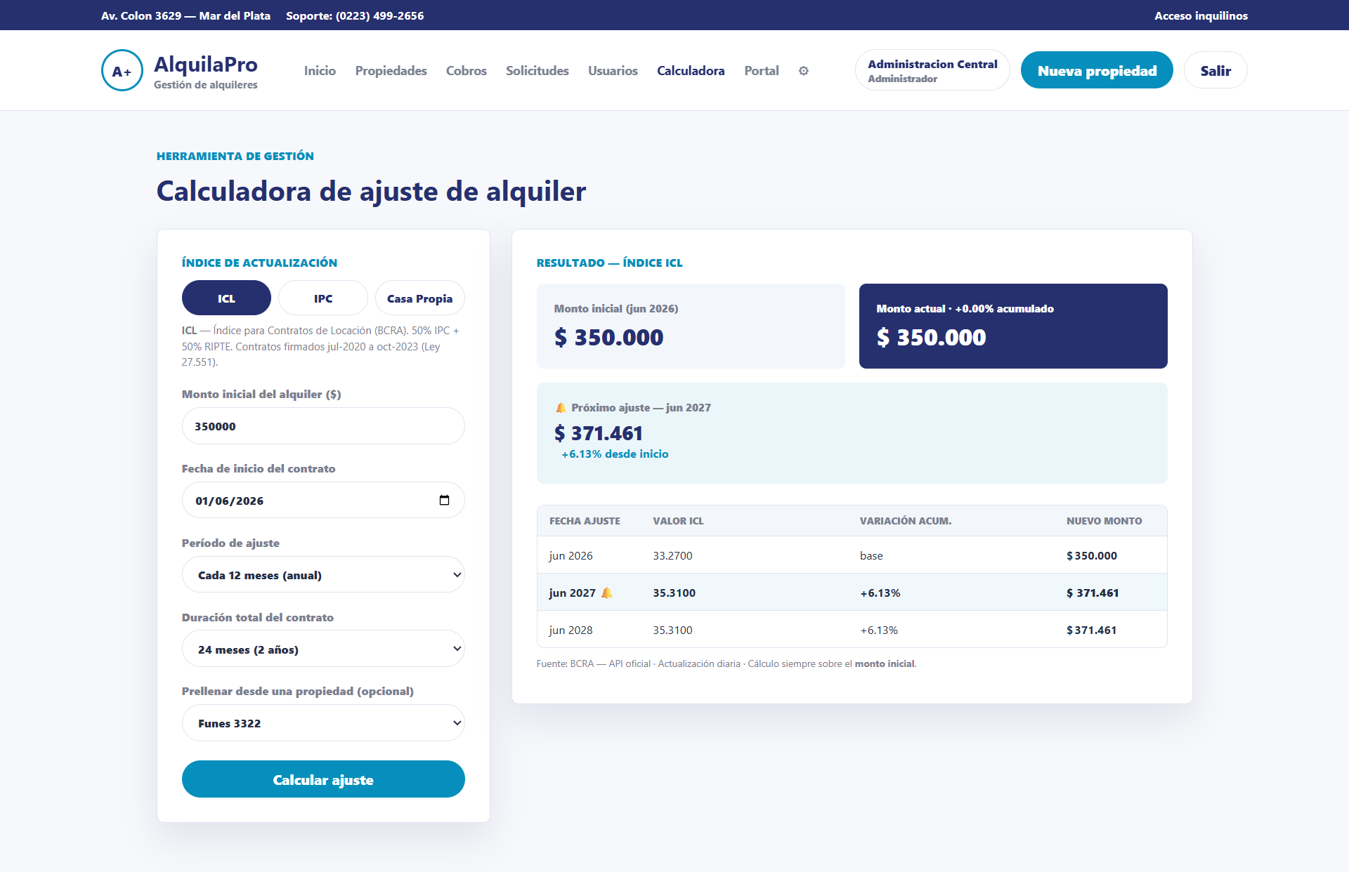 Calculadora de ajuste