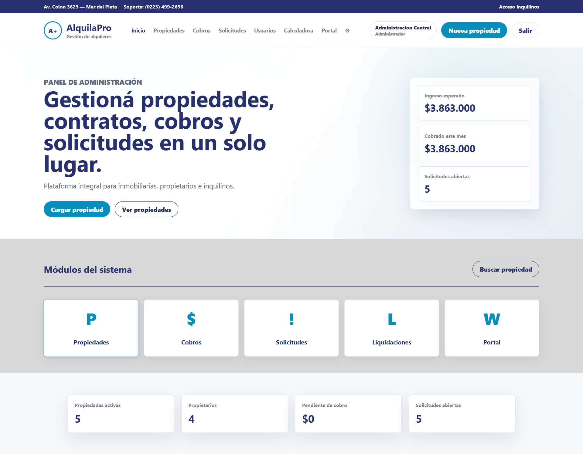 Panel de administración